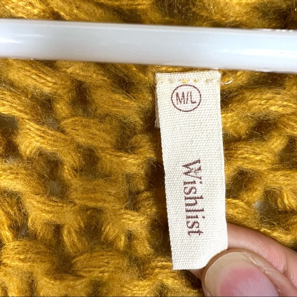 (Sold)Wishlist chunky knit pompom sleeves mustard yellow cardigan size M/L - Picture 8 of 10